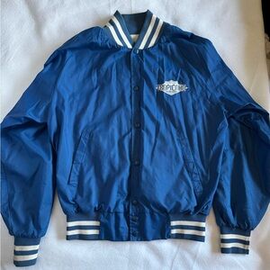 VTG 80s Blue Satin Bomber Jacket Size M Tropicana Casino Atlantic City  USA